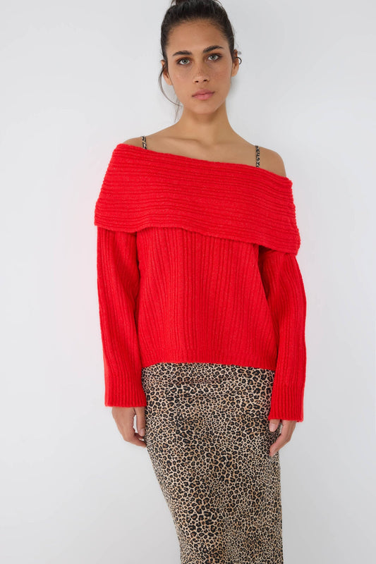 Strickpullover mit U-Boot-Ausschnitt