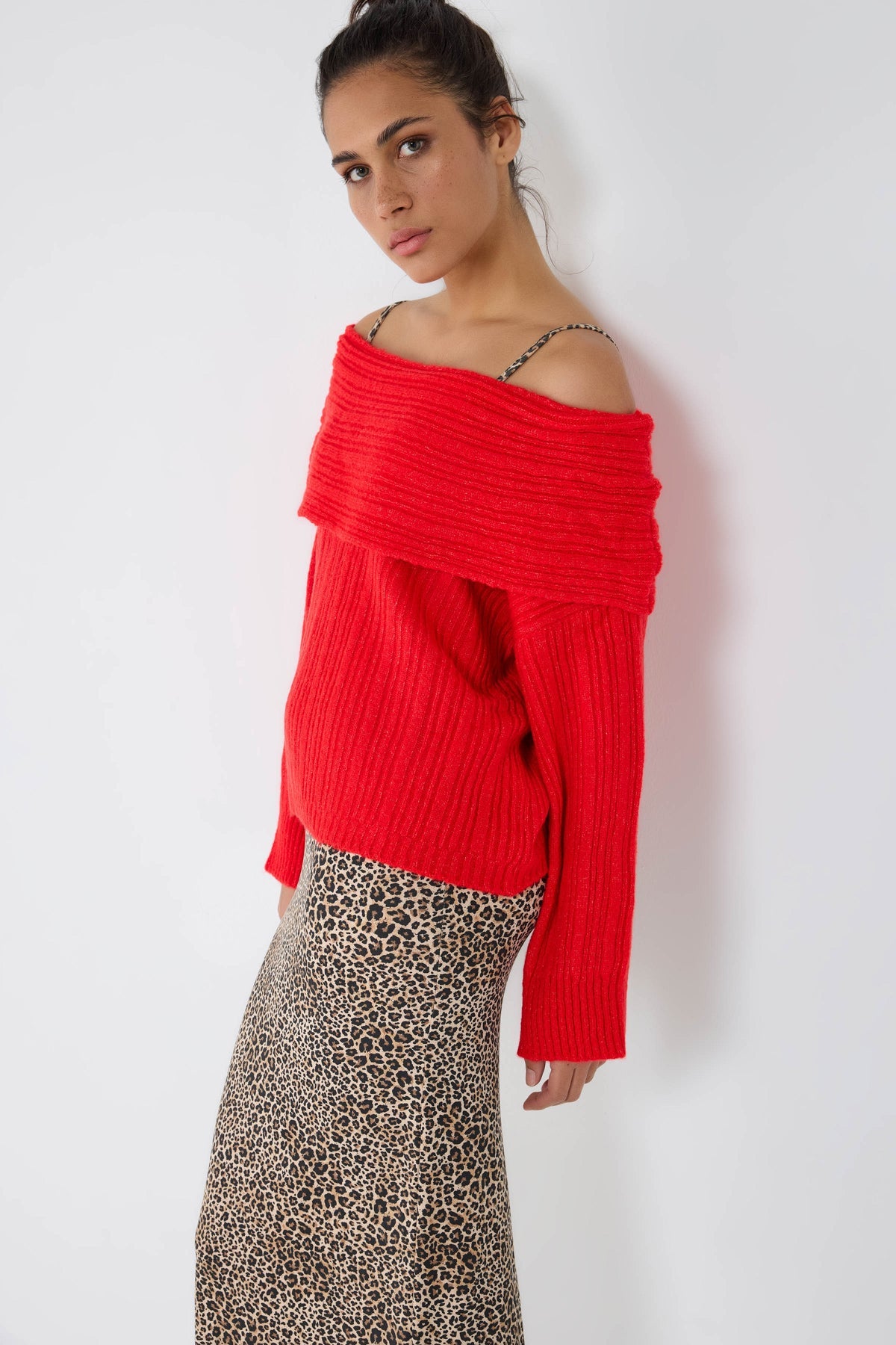 Strickpullover mit U-Boot-Ausschnitt
