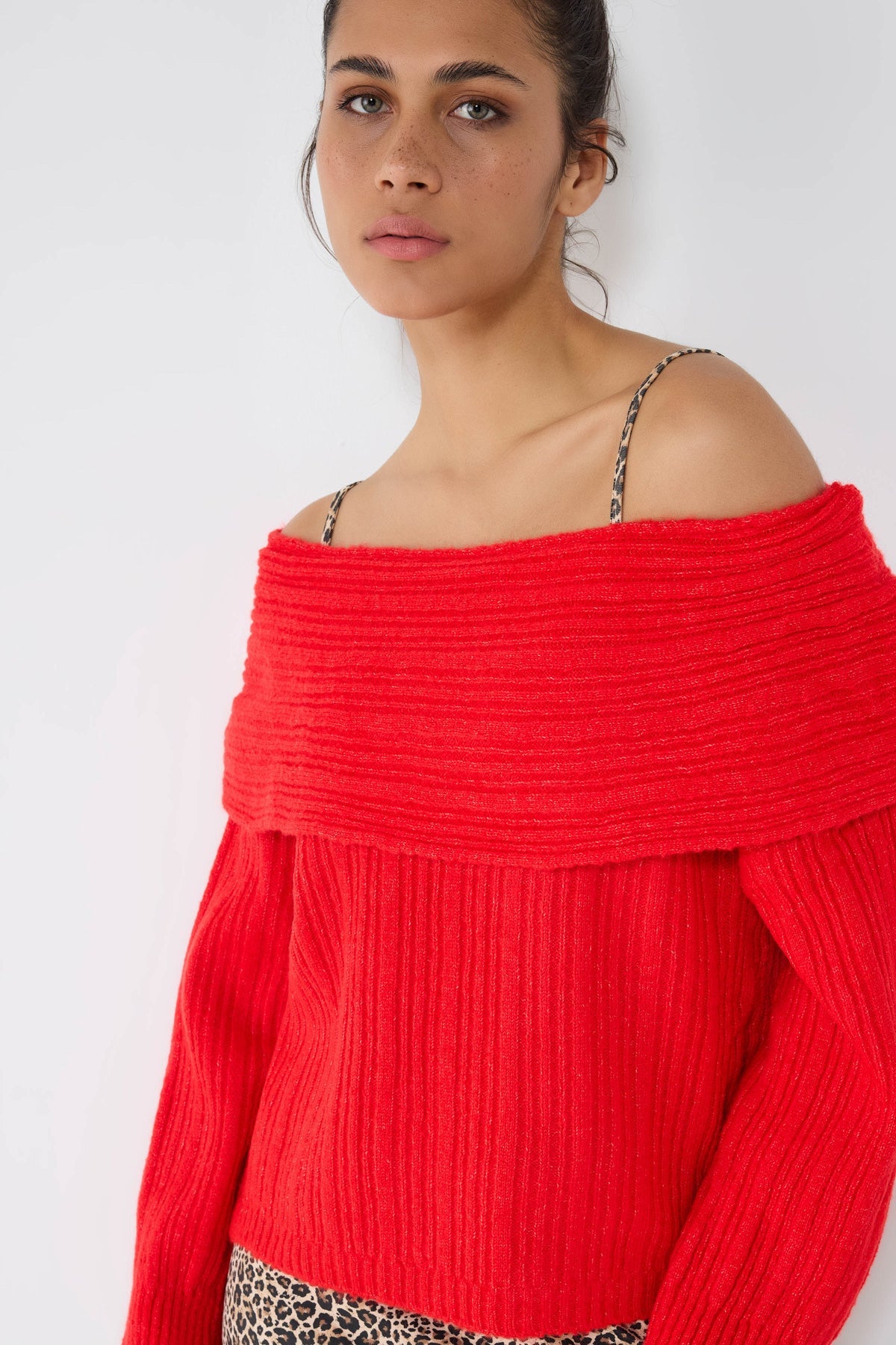 Strickpullover mit U-Boot-Ausschnitt