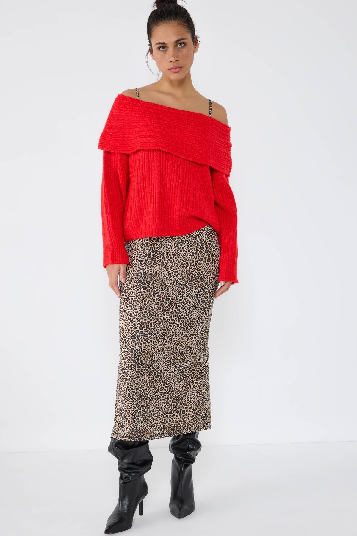 Strickpullover mit U-Boot-Ausschnitt