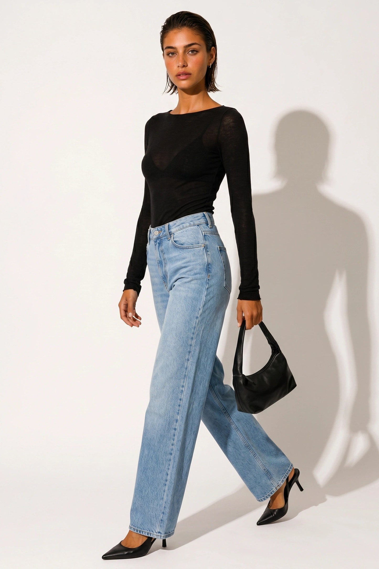 Bootsausschnitt Langarm Feine Bluse