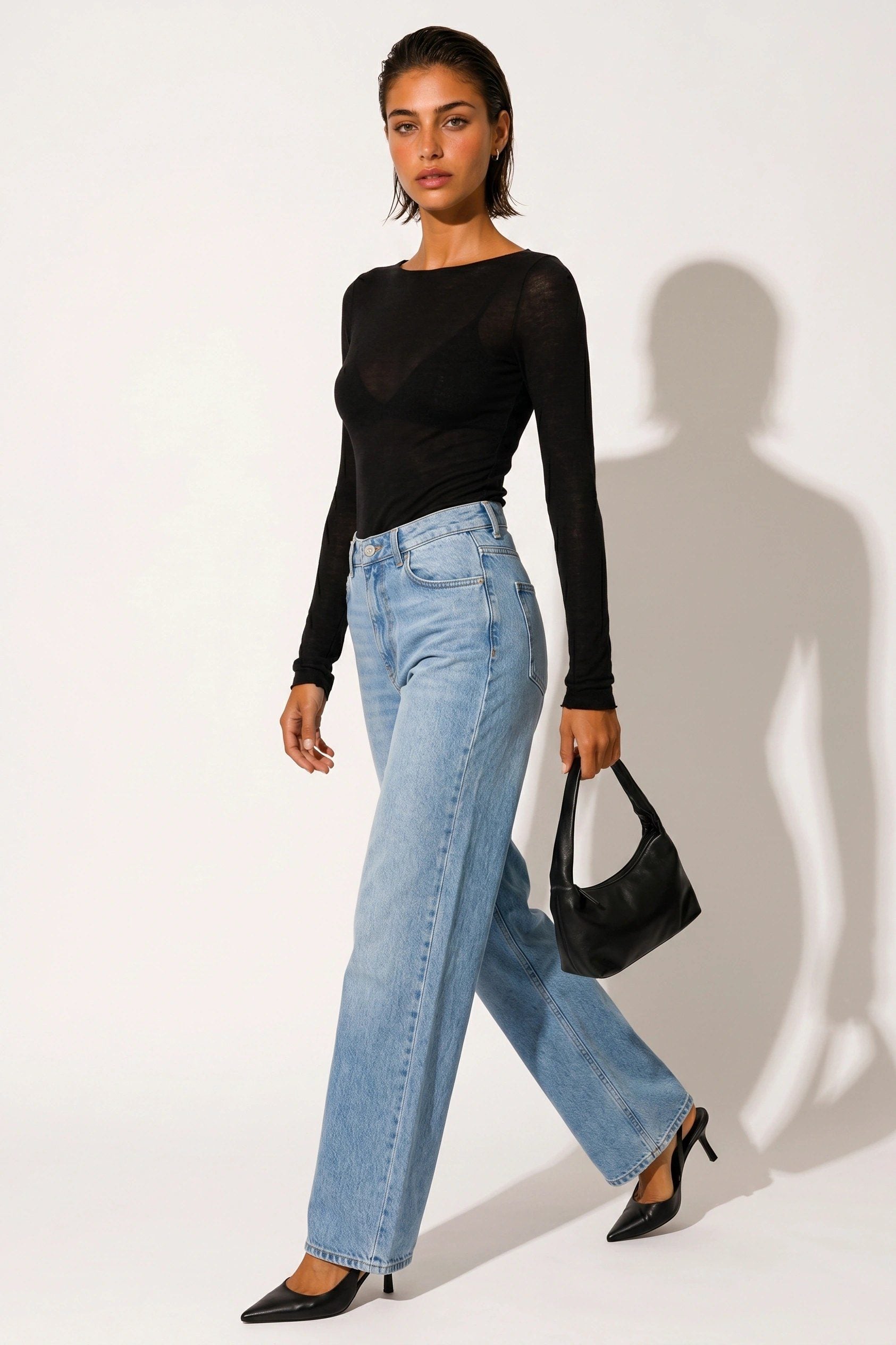 Bootsausschnitt Langarm Feine Bluse