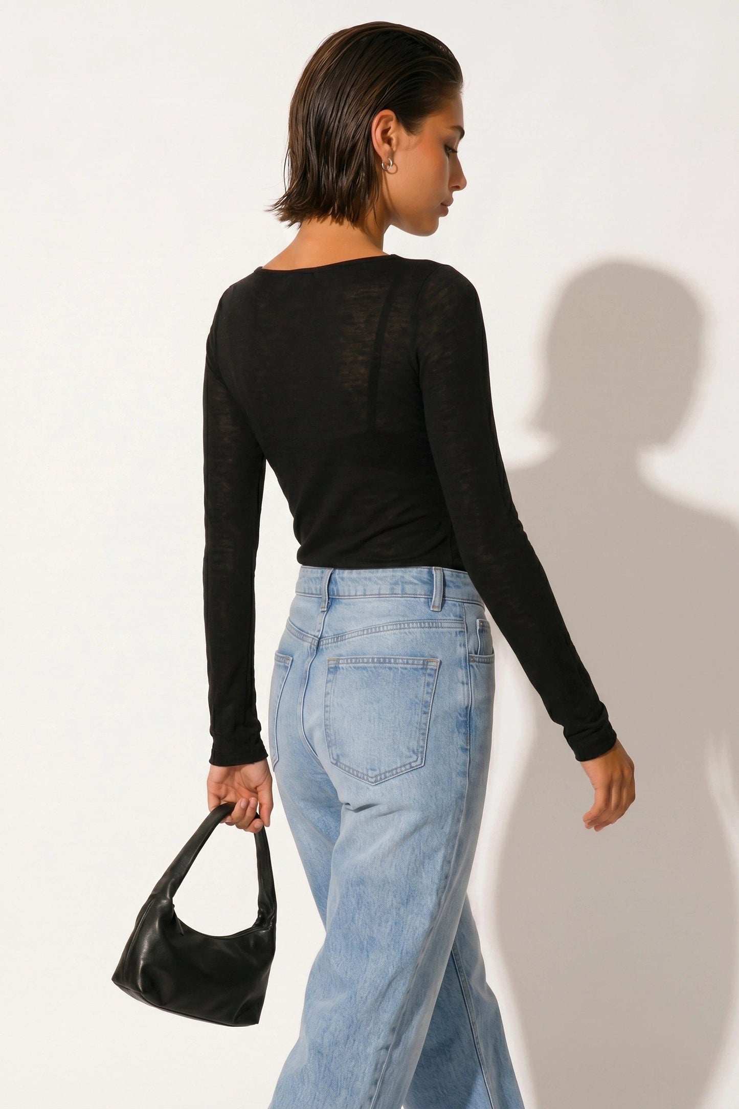 Bootsausschnitt Langarm Feine Bluse