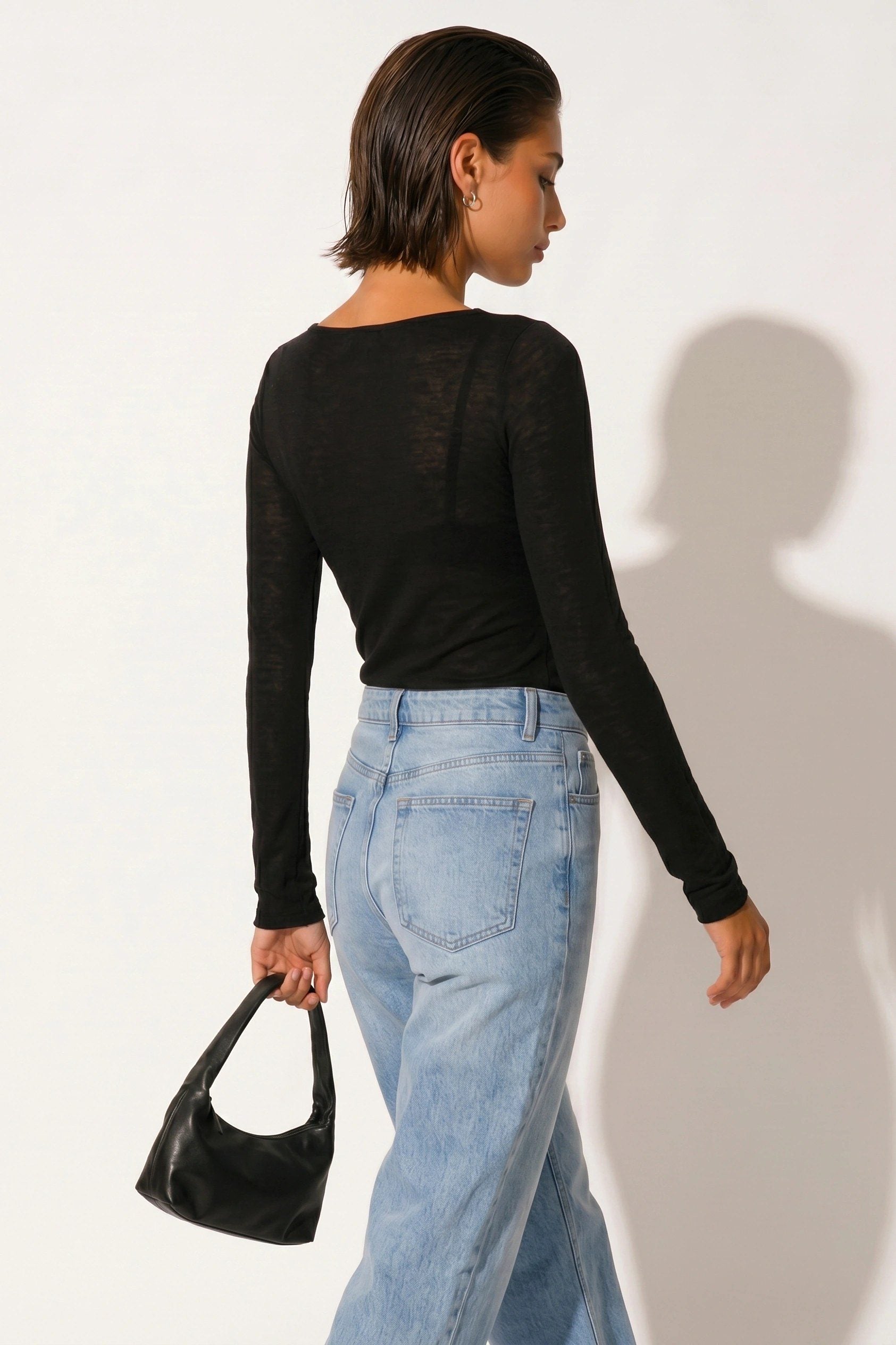 Bootsausschnitt Langarm Feine Bluse