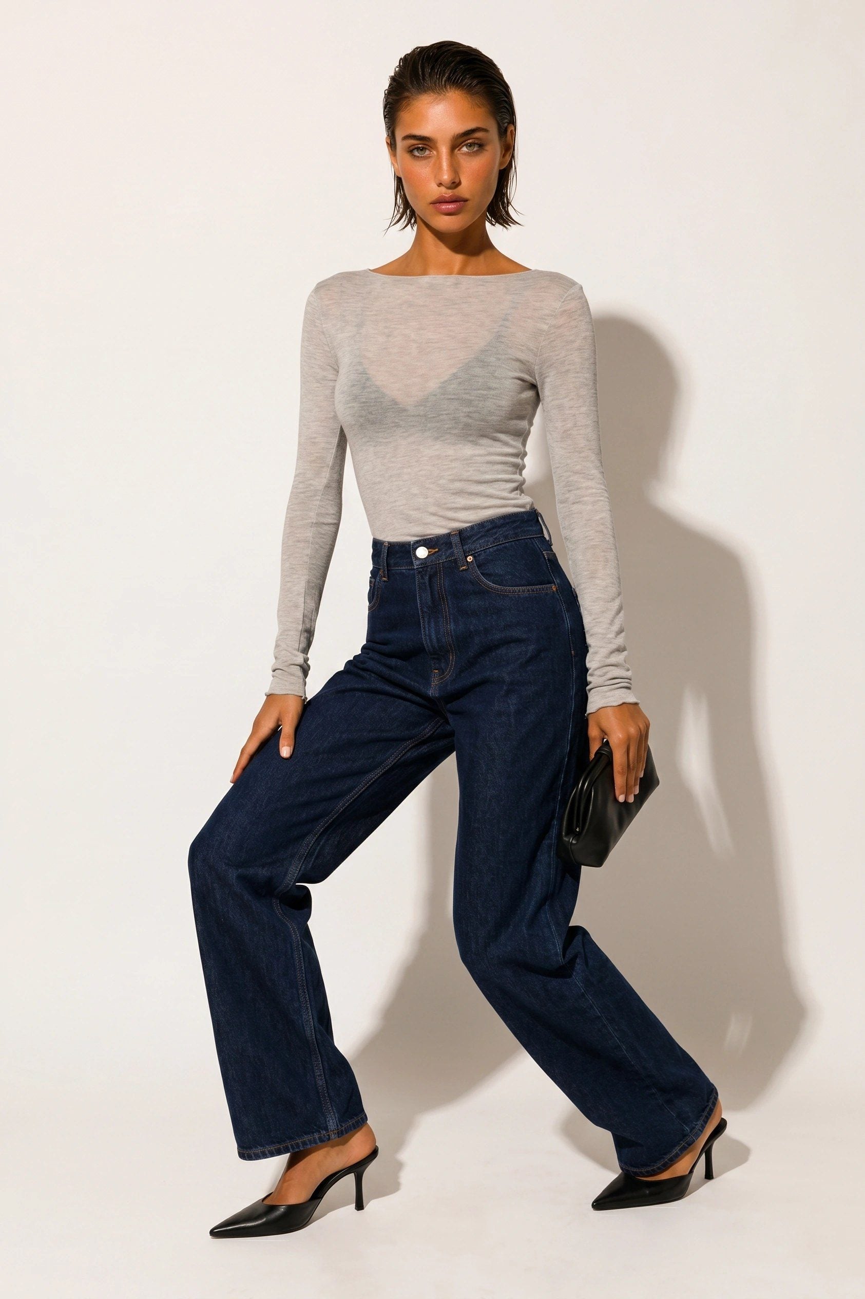 Bootsausschnitt Langarm Feine Bluse