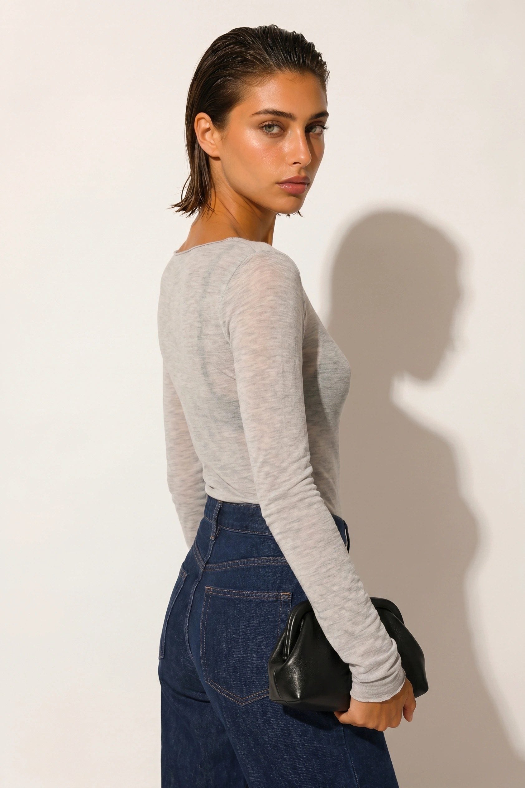 Bootsausschnitt Langarm Feine Bluse