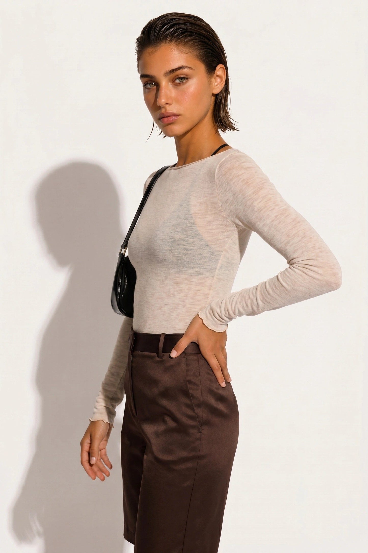 Bootsausschnitt Langarm Feine Bluse
