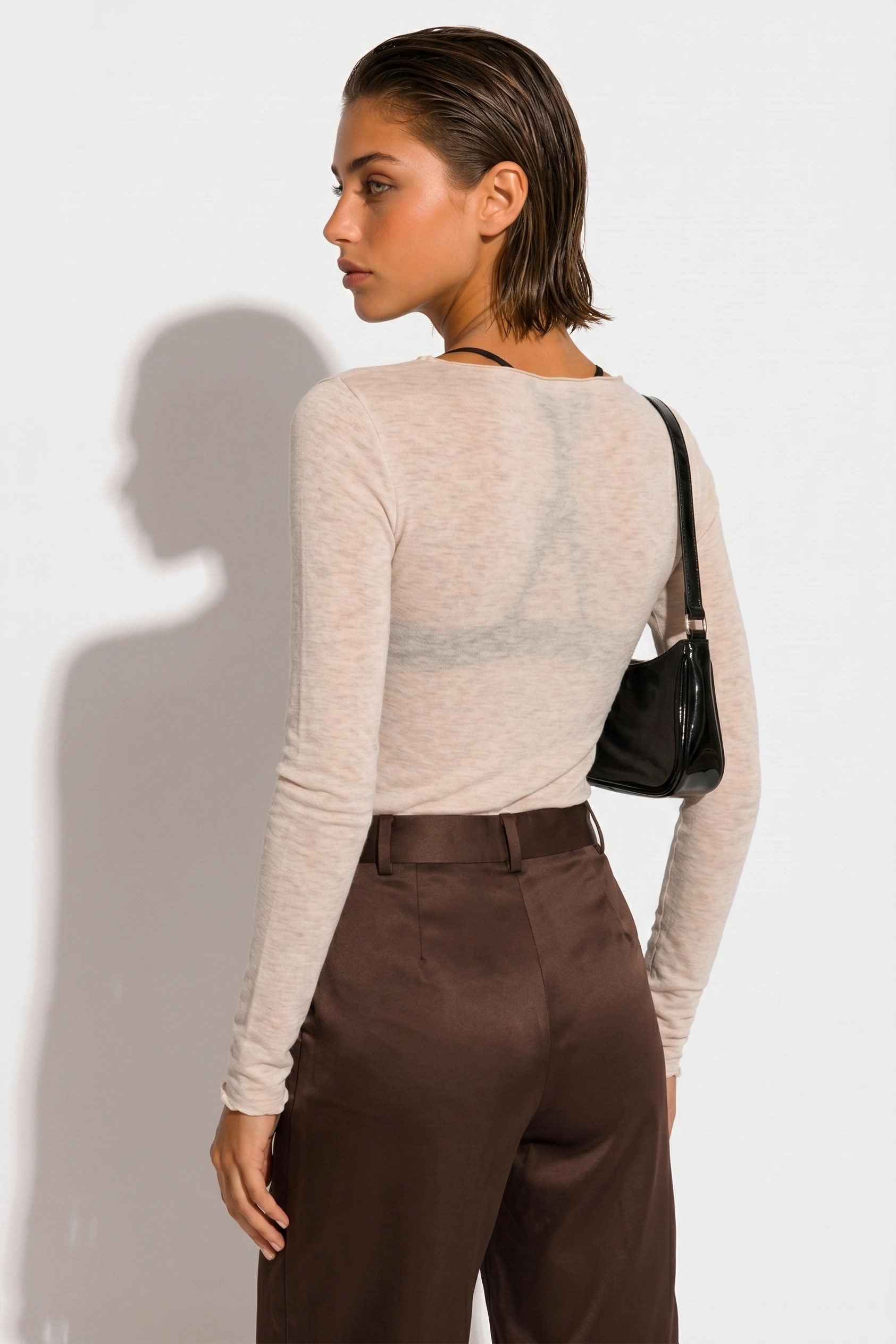 Bootsausschnitt Langarm Feine Bluse