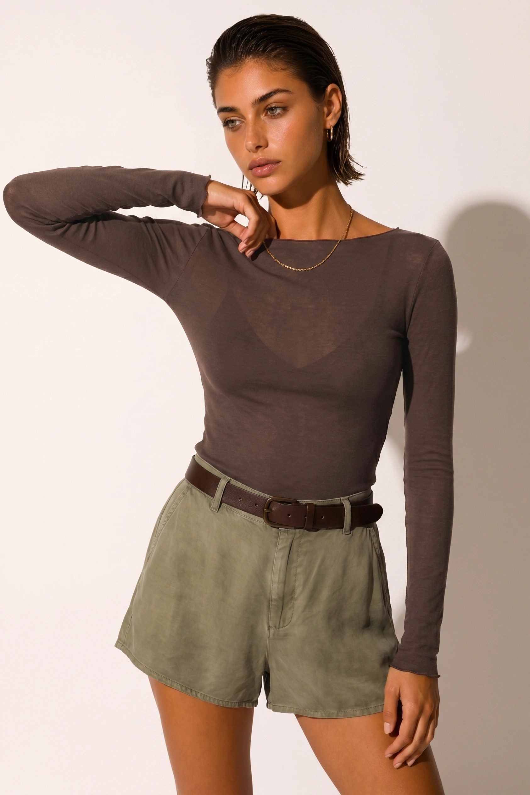Bootsausschnitt Langarm Feine Bluse