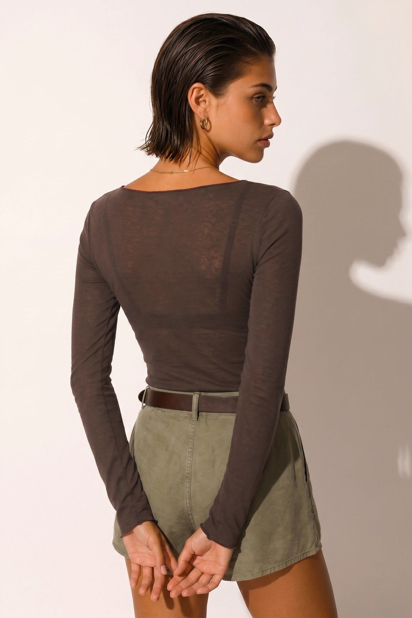 Bootsausschnitt Langarm Feine Bluse