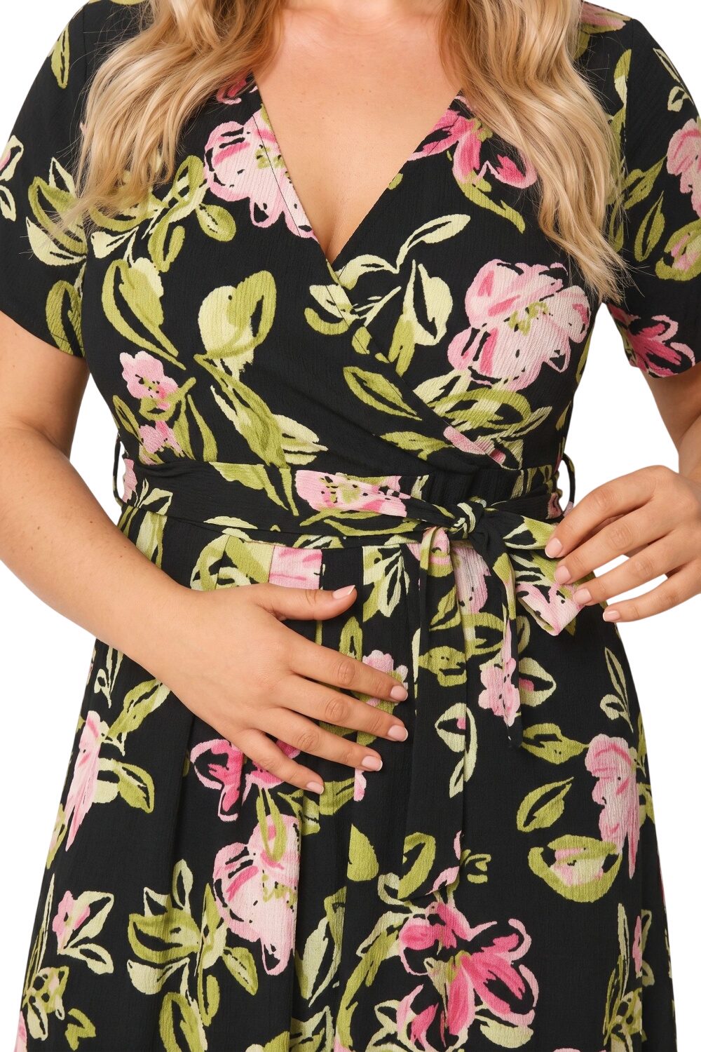 Gürtel-V-Ausschnitt Maxikleid