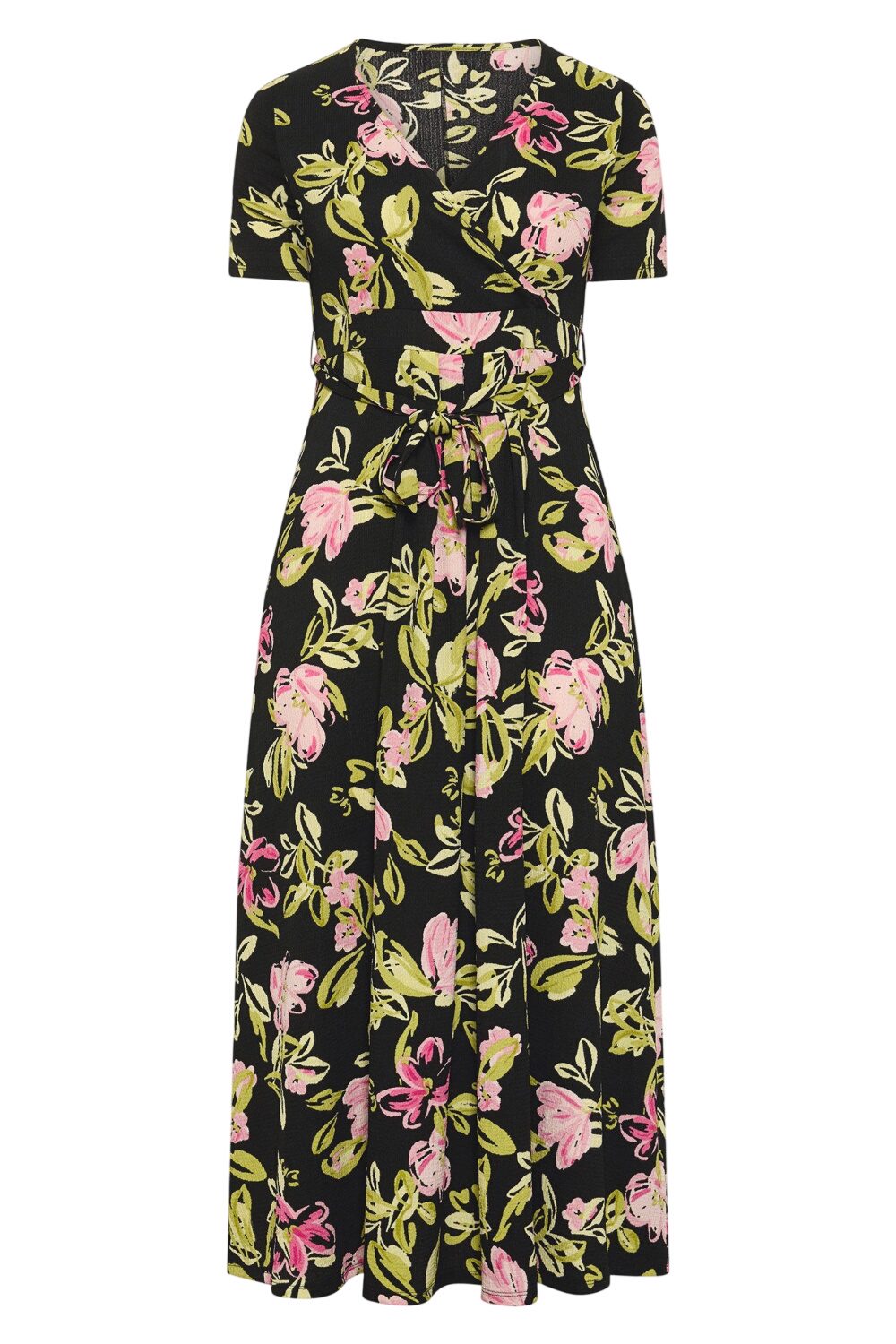 Gürtel-V-Ausschnitt Maxikleid