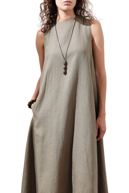 Leinenkleid mit Raffung, weit geschnitten, schwarz