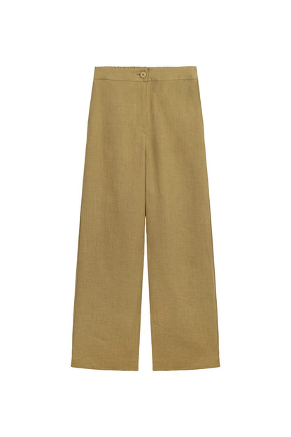 Leinenhose mit weitem Bein, schwarz