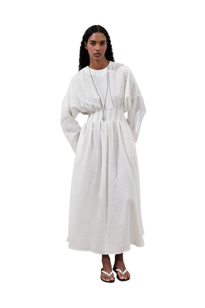 Leinenkleid mit Falten, schwarz
