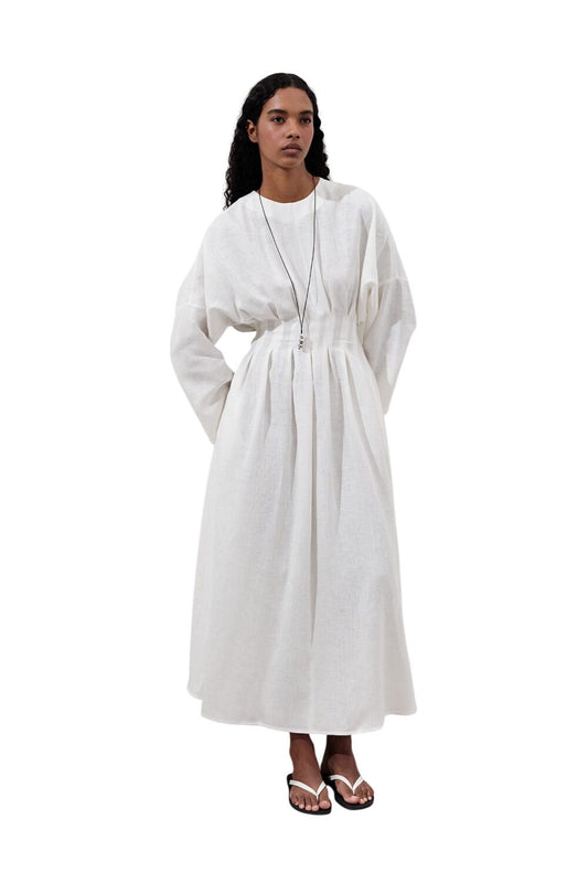 Leinenkleid mit Falten, schwarz