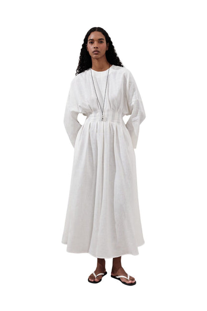 Leinenkleid mit Falten, schwarz