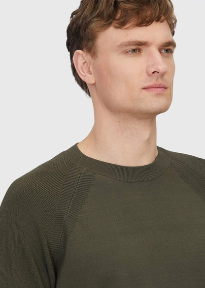 Khakifarbenes Strick-Sweatshirt