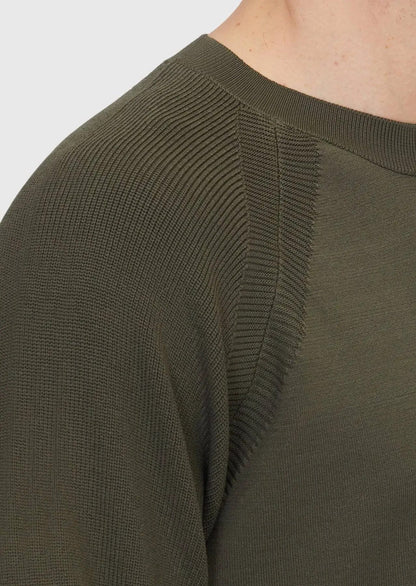 Khakifarbenes Strick-Sweatshirt