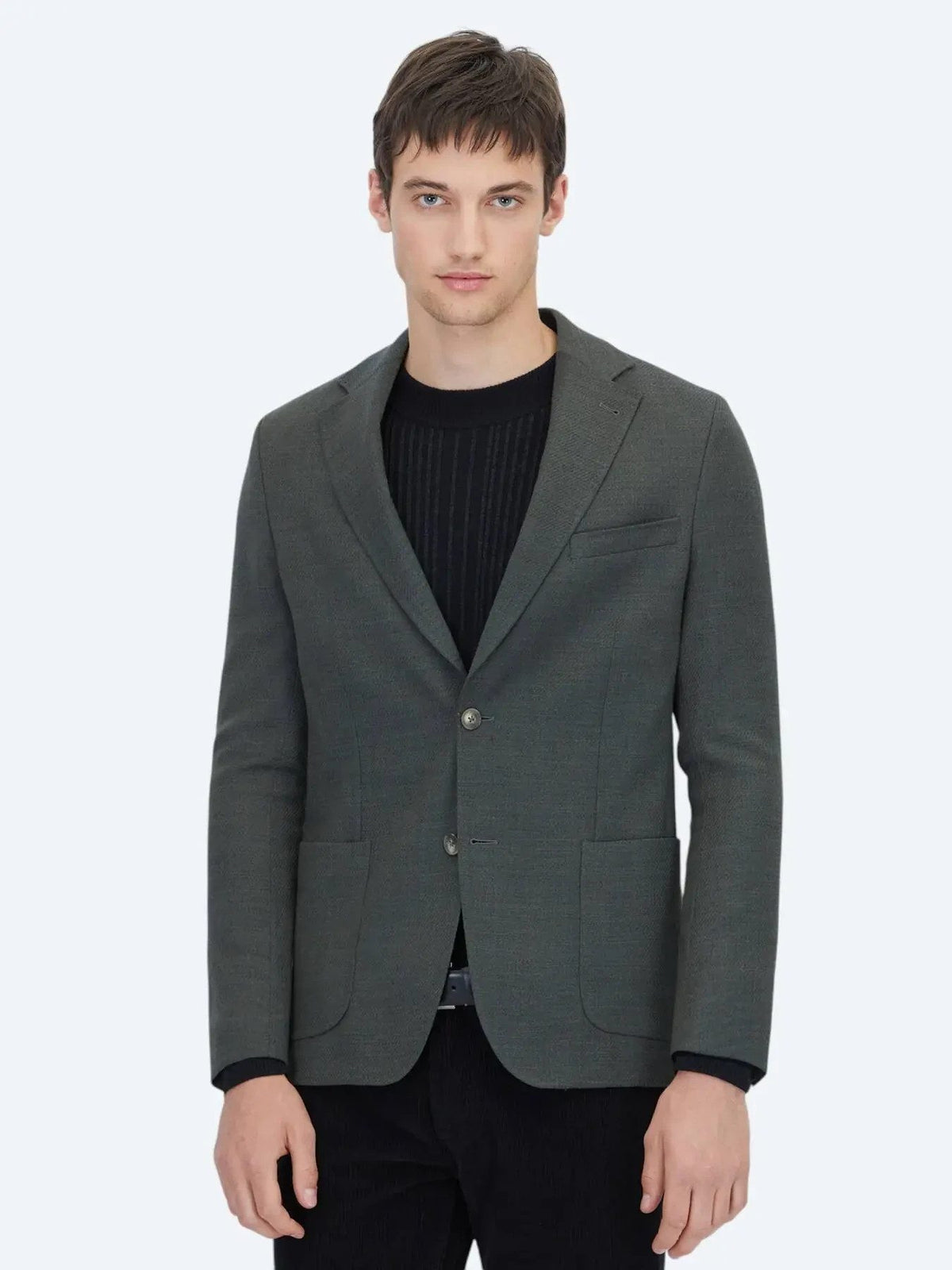 Khaki Modern Fit Wollmischjacke