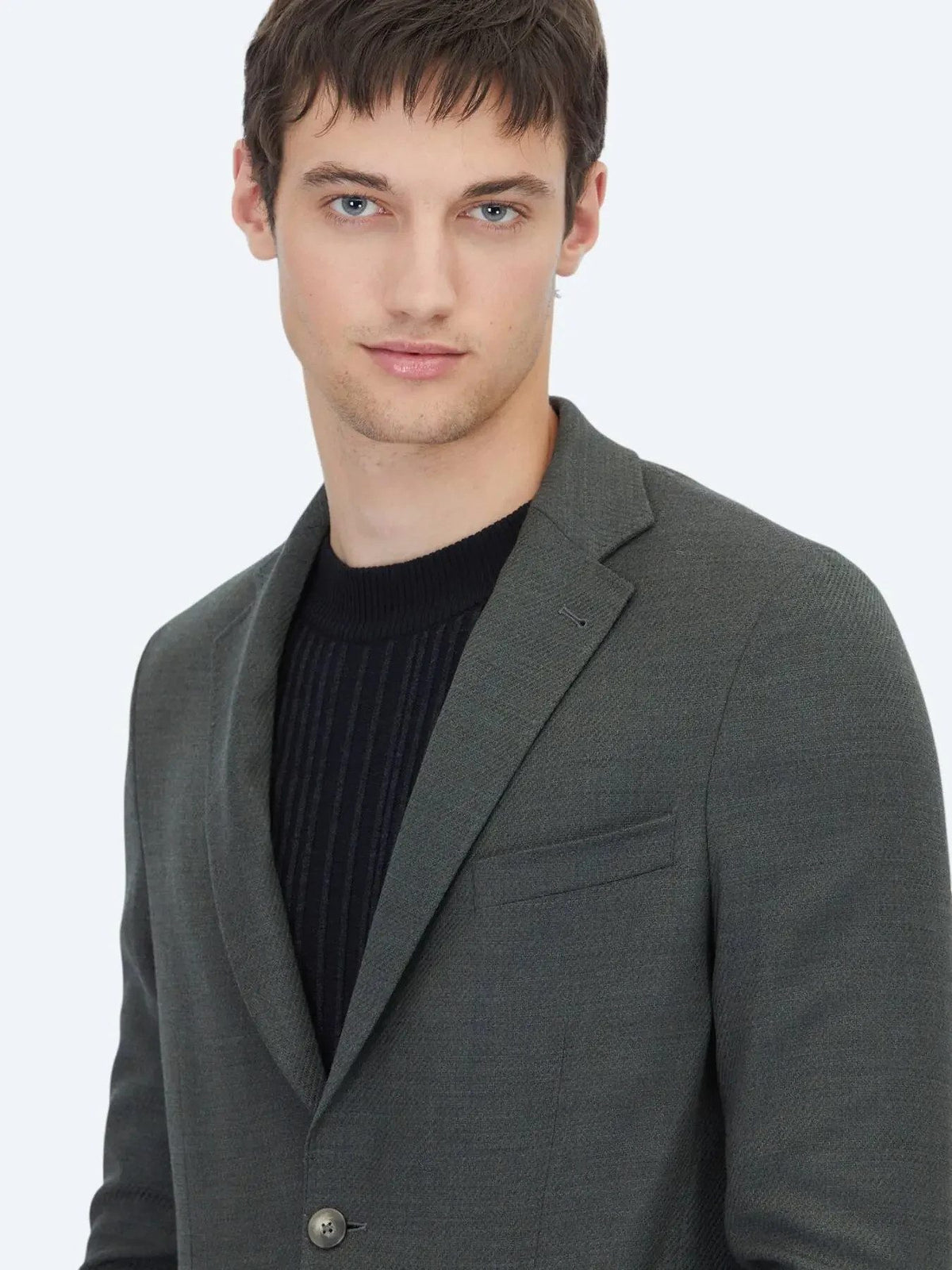 Khaki Modern Fit Wollmischjacke