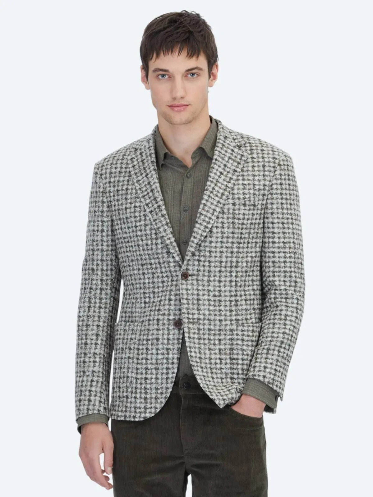 Khaki gemusterte moderne Wolljacke