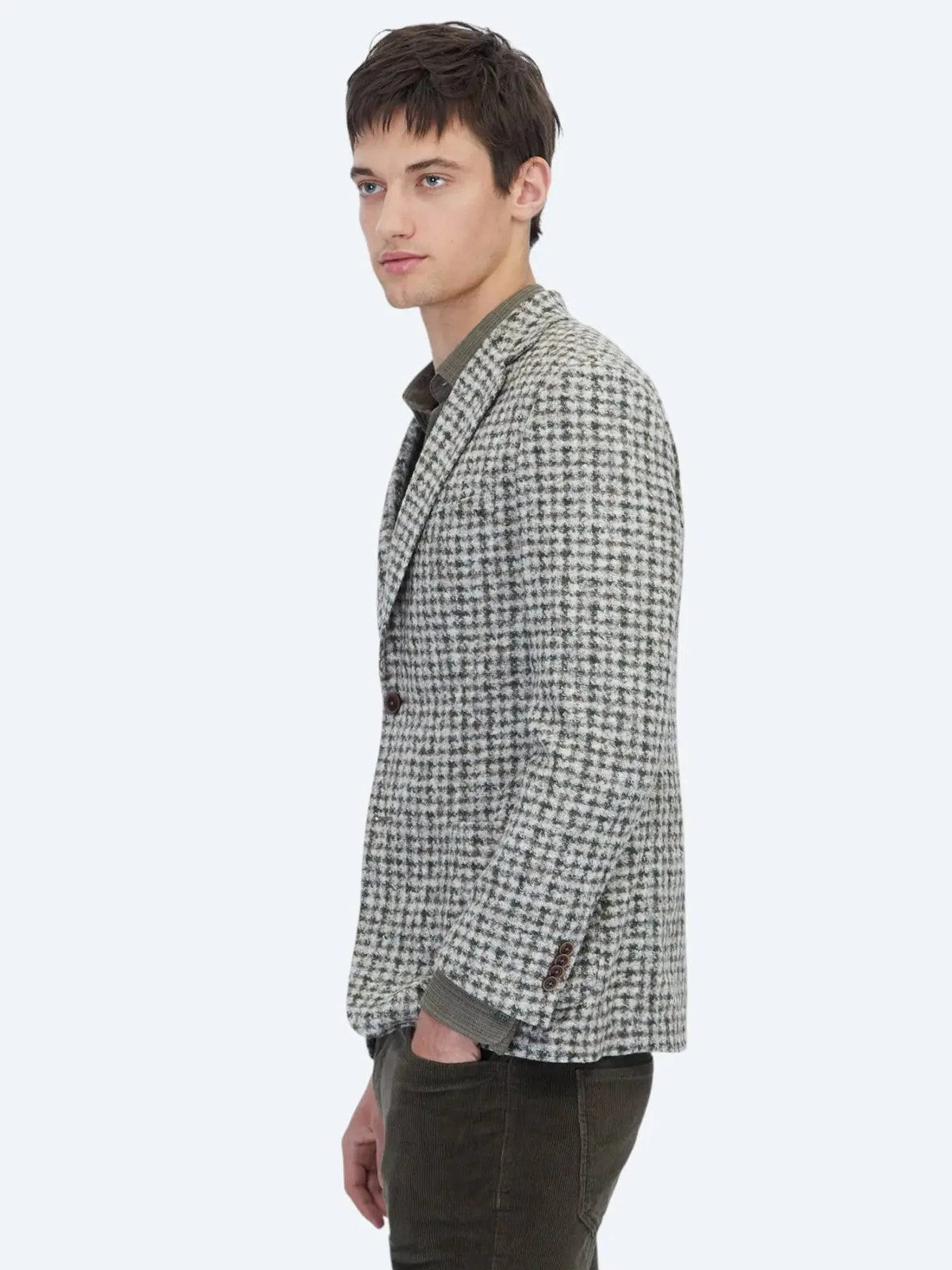 Khaki gemusterte moderne Wolljacke