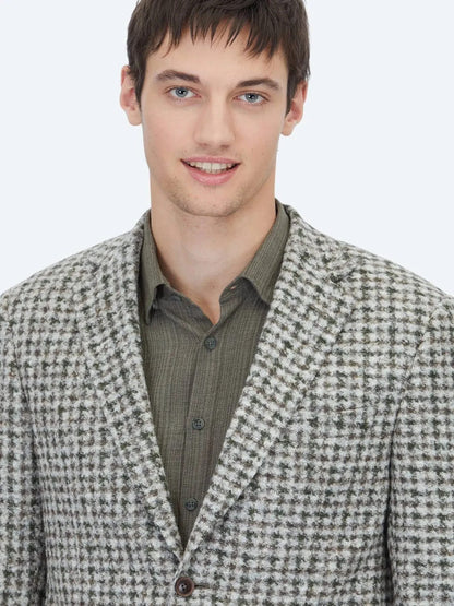 Khaki gemusterte moderne Wolljacke