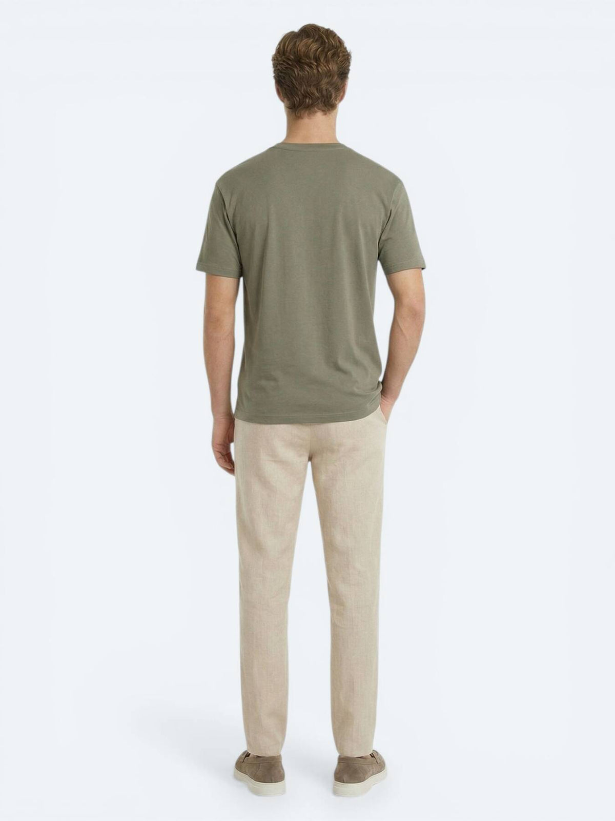 Khaki Unifarben 100% Baumwoll T-Shirt