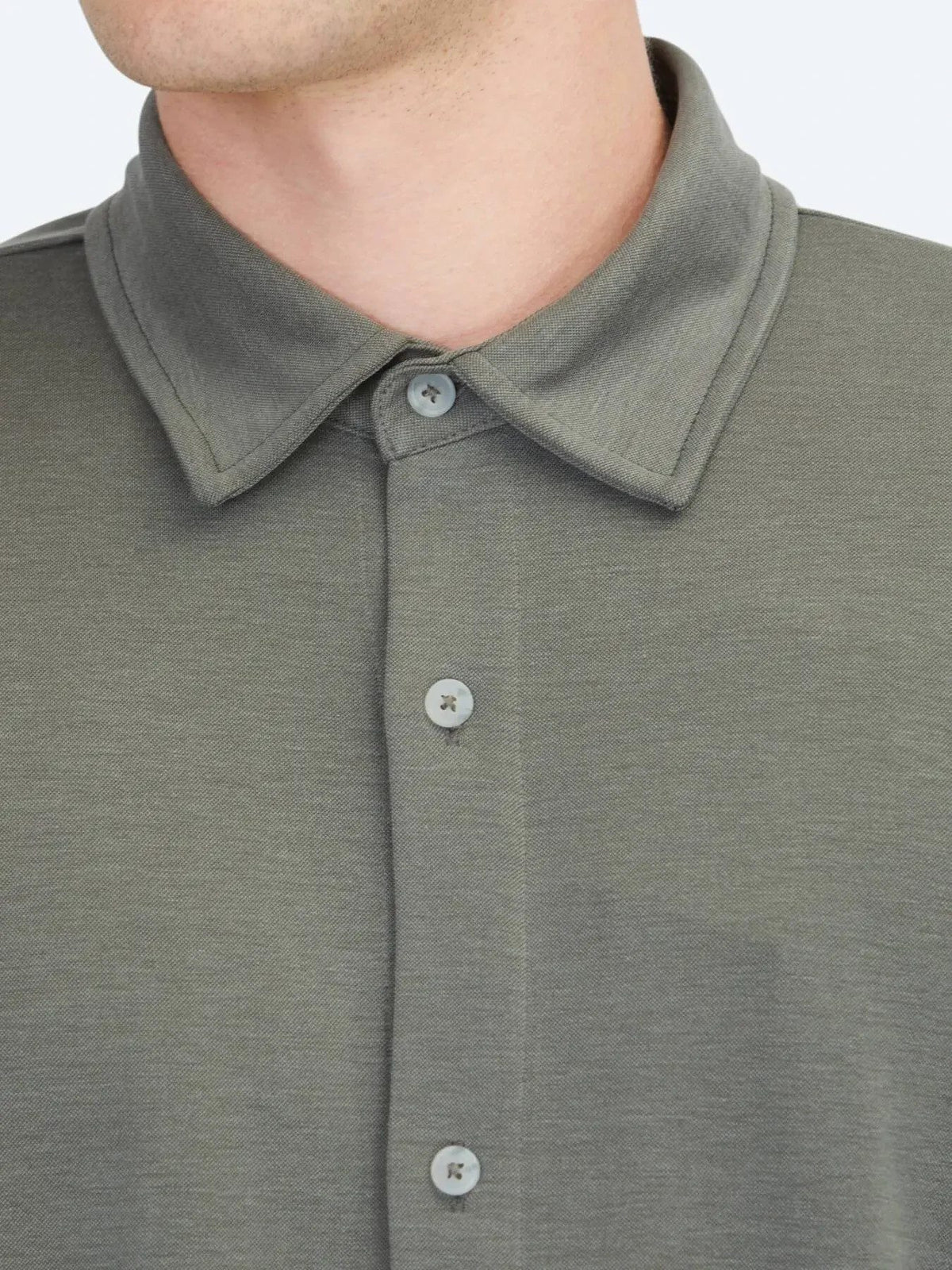 Khaki Einfarbig Normale Passform Strick Freizeithemd