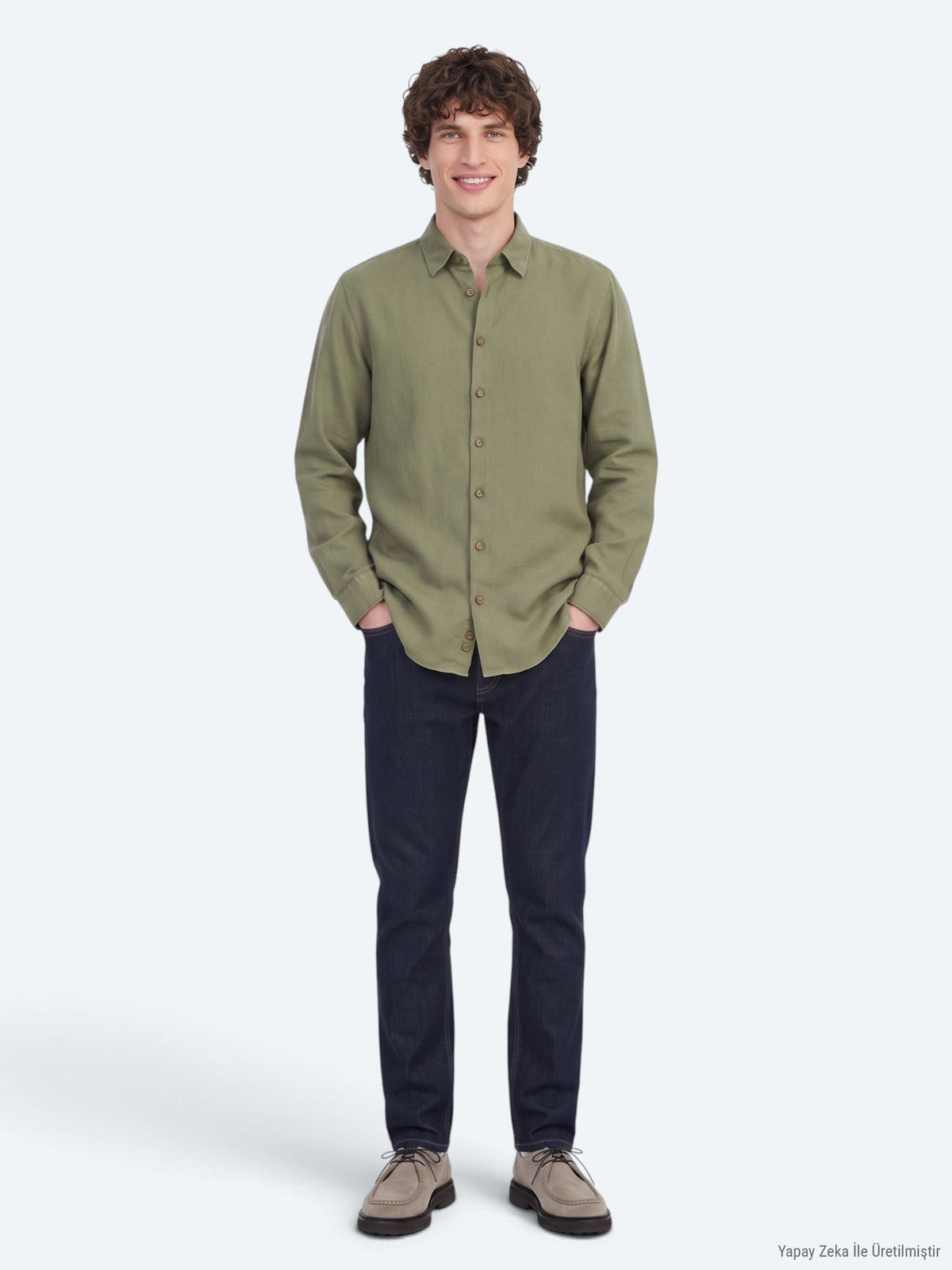 KİP Khaki Regular Fit Weben Freizeithemd