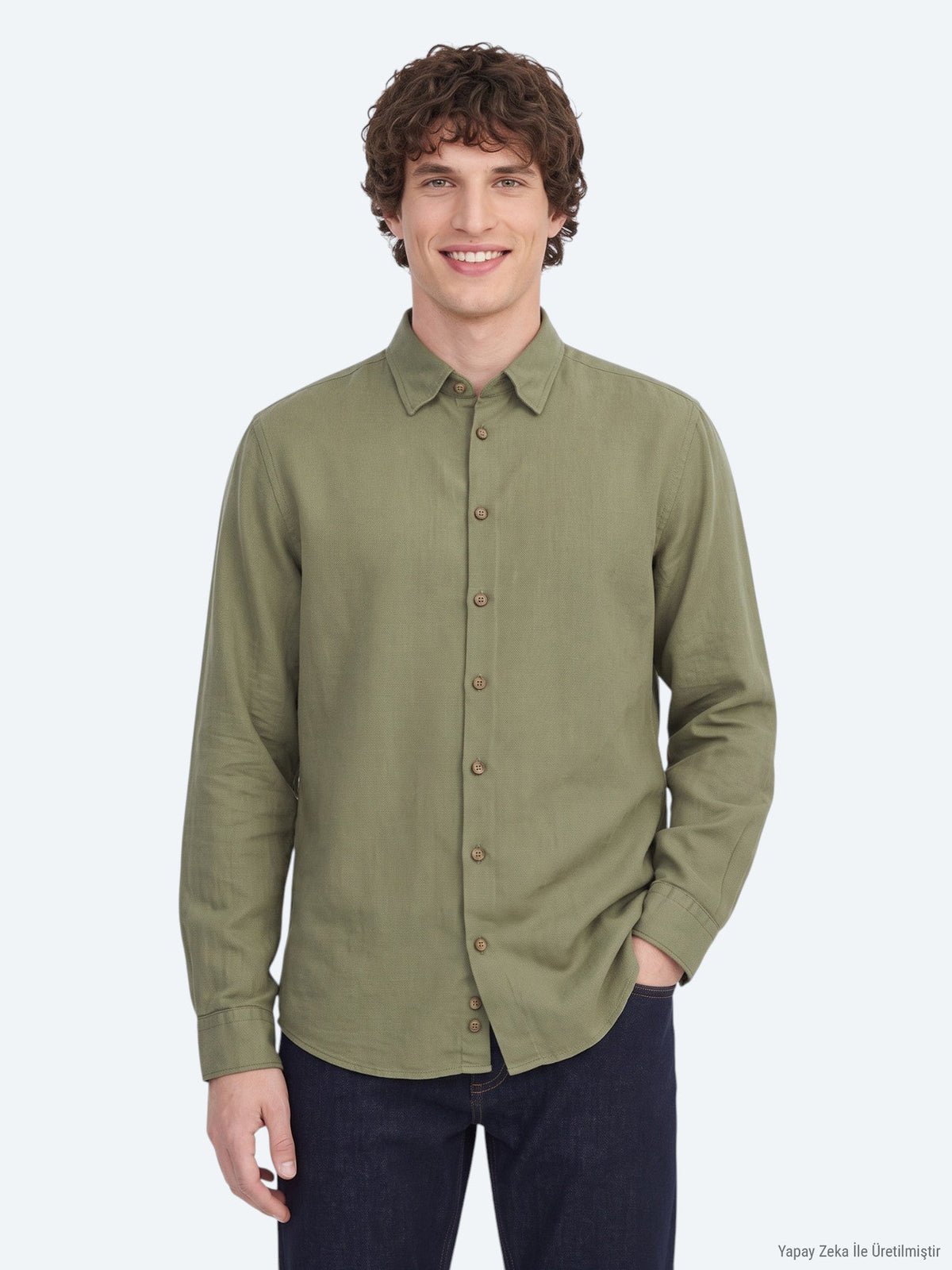 KİP Khaki Regular Fit Weben Freizeithemd