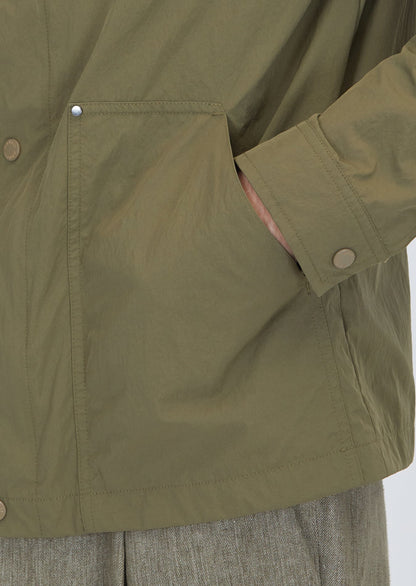 Khaki Regular Fit Versteckte Kapuze Freizeitjacke