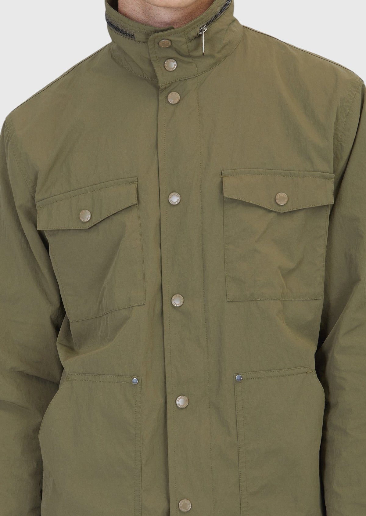 Khaki Regular Fit Versteckte Kapuze Freizeitjacke