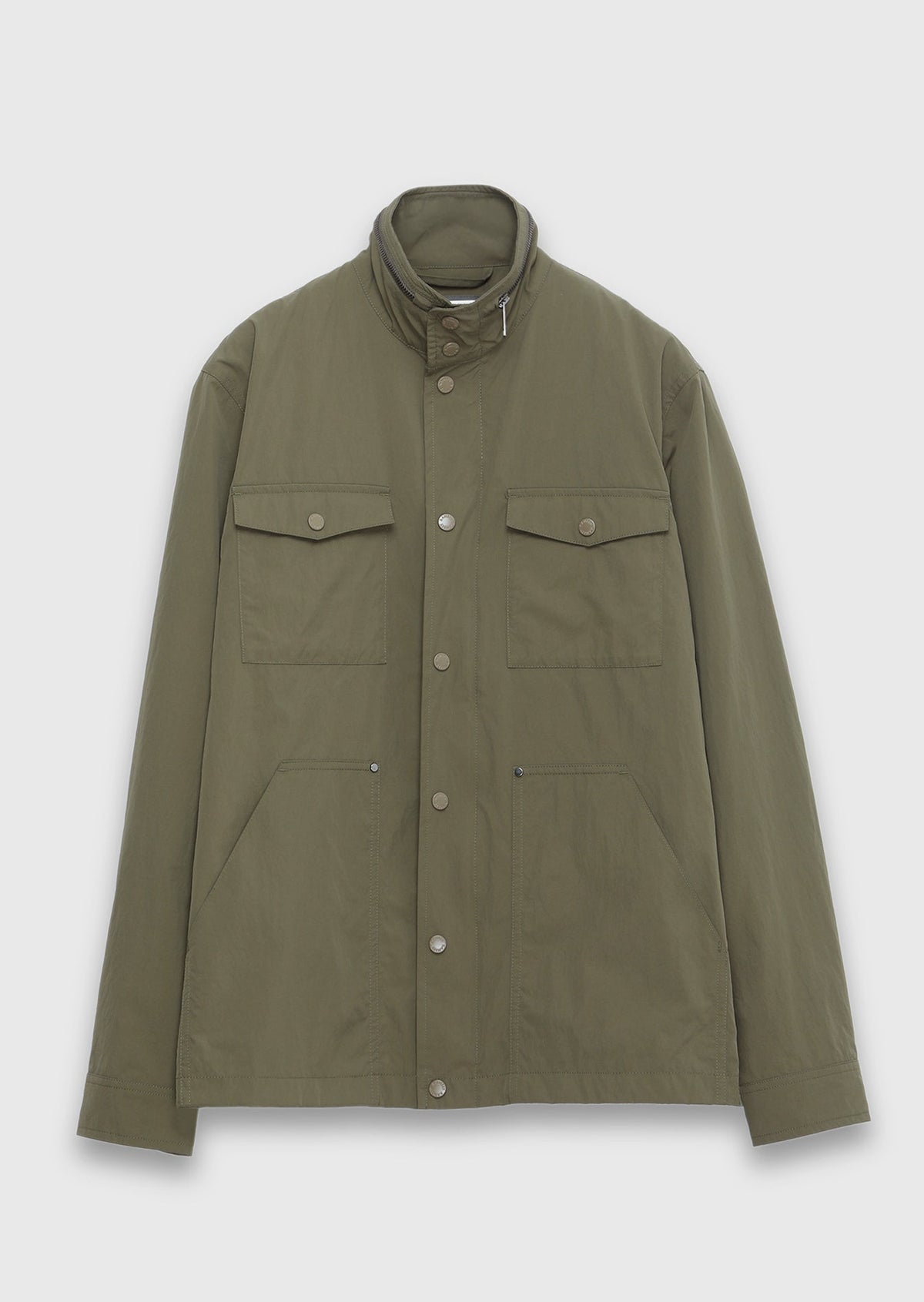 Khaki Regular Fit Versteckte Kapuze Freizeitjacke