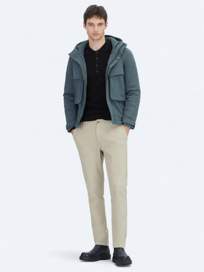 Khaki Regular Fit Kapuzen Freizeitjacke