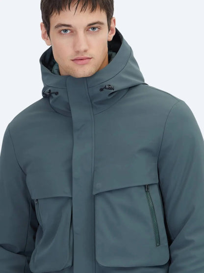 Khaki Regular Fit Kapuzen Freizeitjacke