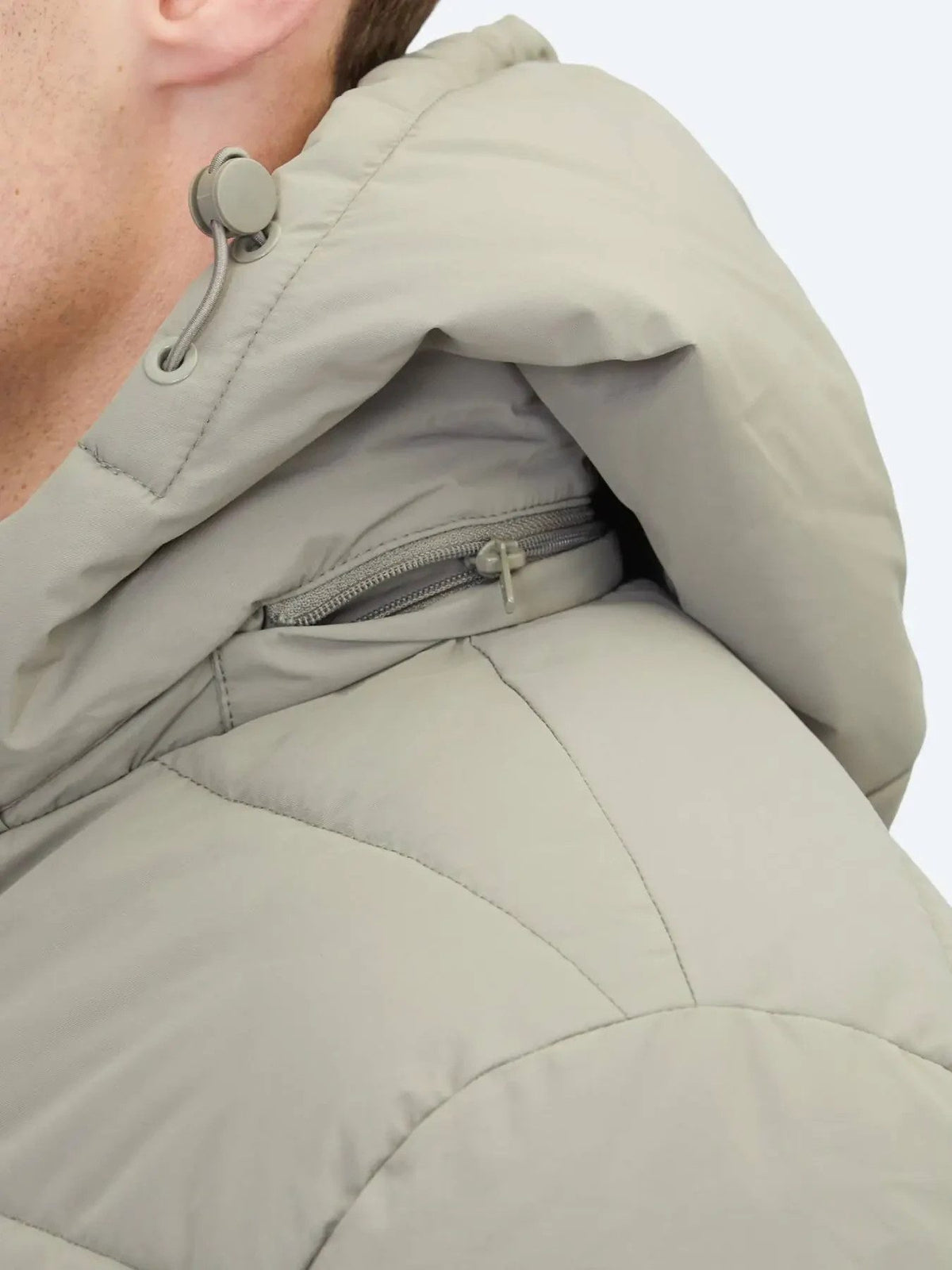 Khaki Regular Fit Kapuzen Freizeitjacke