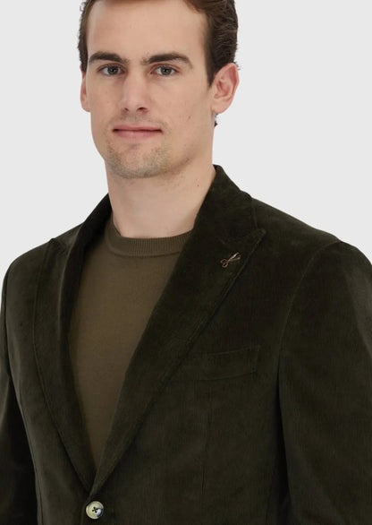Khakifarbene, gerippte Zeroweight-Slim-Fit-Jacke aus 100 % Baumwolle