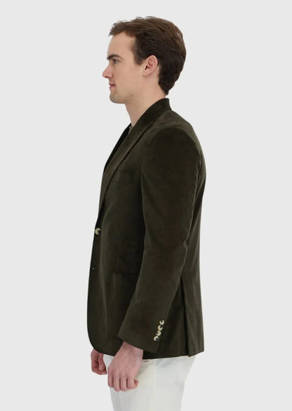 Khakifarbene, gerippte Zeroweight-Slim-Fit-Jacke aus 100 % Baumwolle