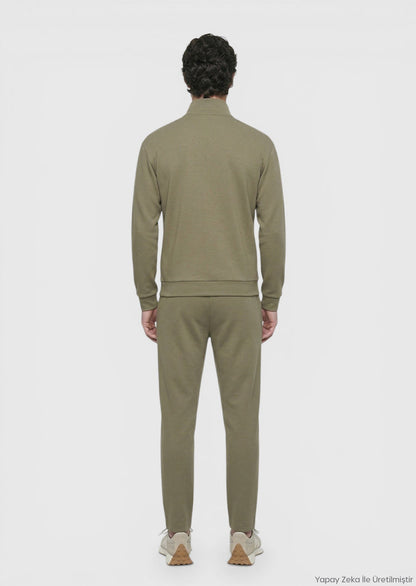 Khaki Rollkragen Sweatshirt schlicht