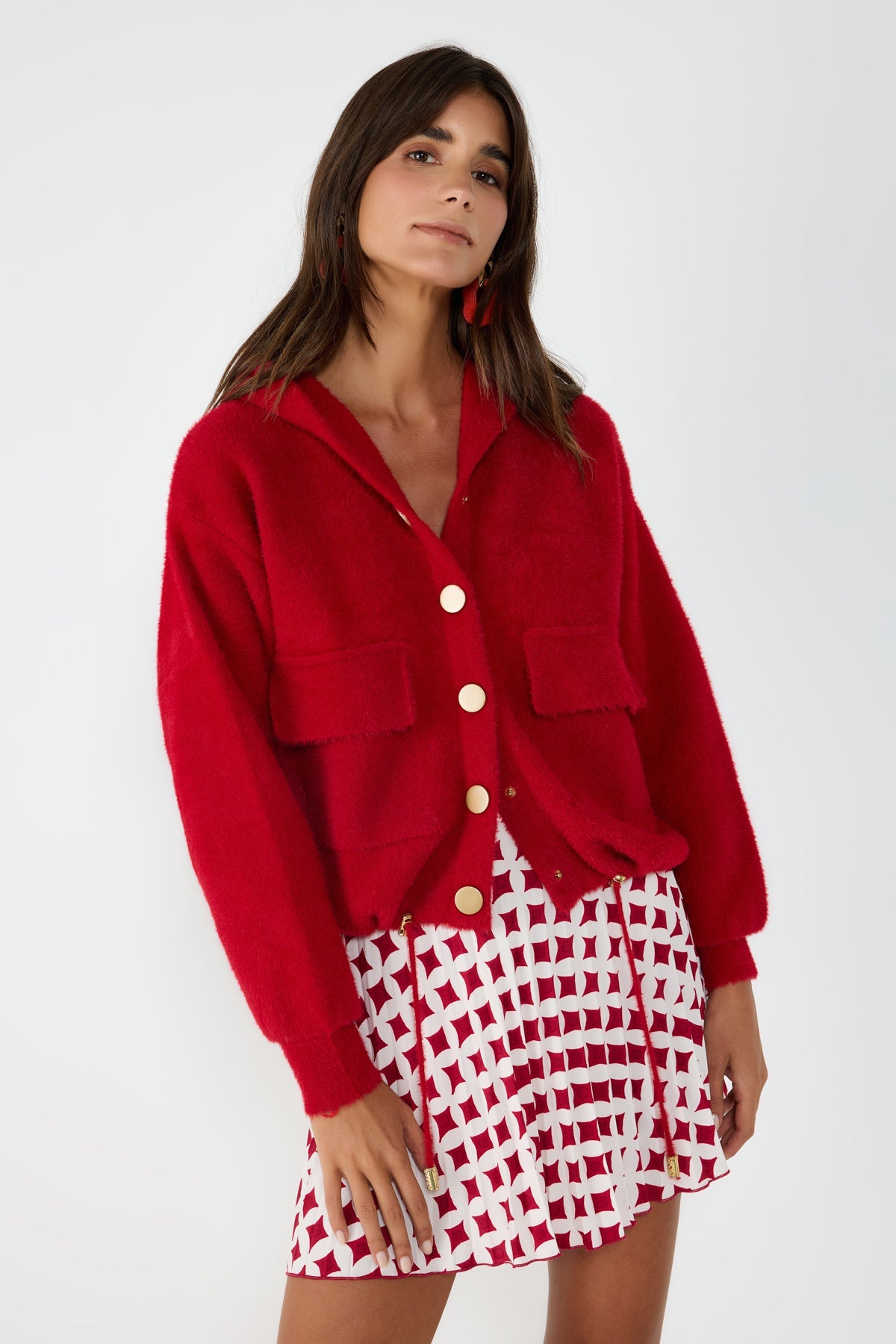 Strickjacke mit Knopfdetails und Taschen