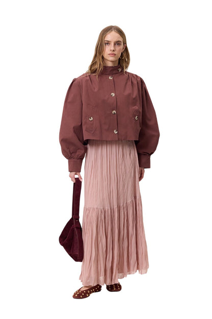 Kurzärmelige Jacke mit Ballonärmeln, rosafarben