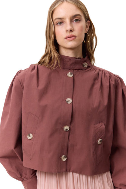 Kurzärmelige Jacke mit Ballonärmeln, rosafarben