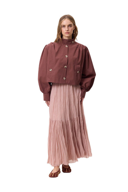 Kurzärmelige Jacke mit Ballonärmeln, rosafarben