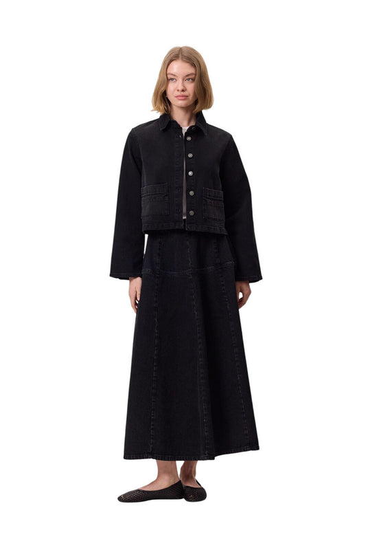 SCHWARZES KURZES JEANS-HEMDJACKE