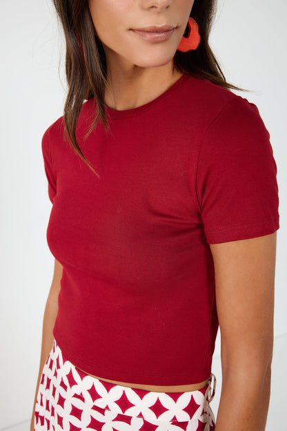 Kurzärmeliges Crop-T-Shirt