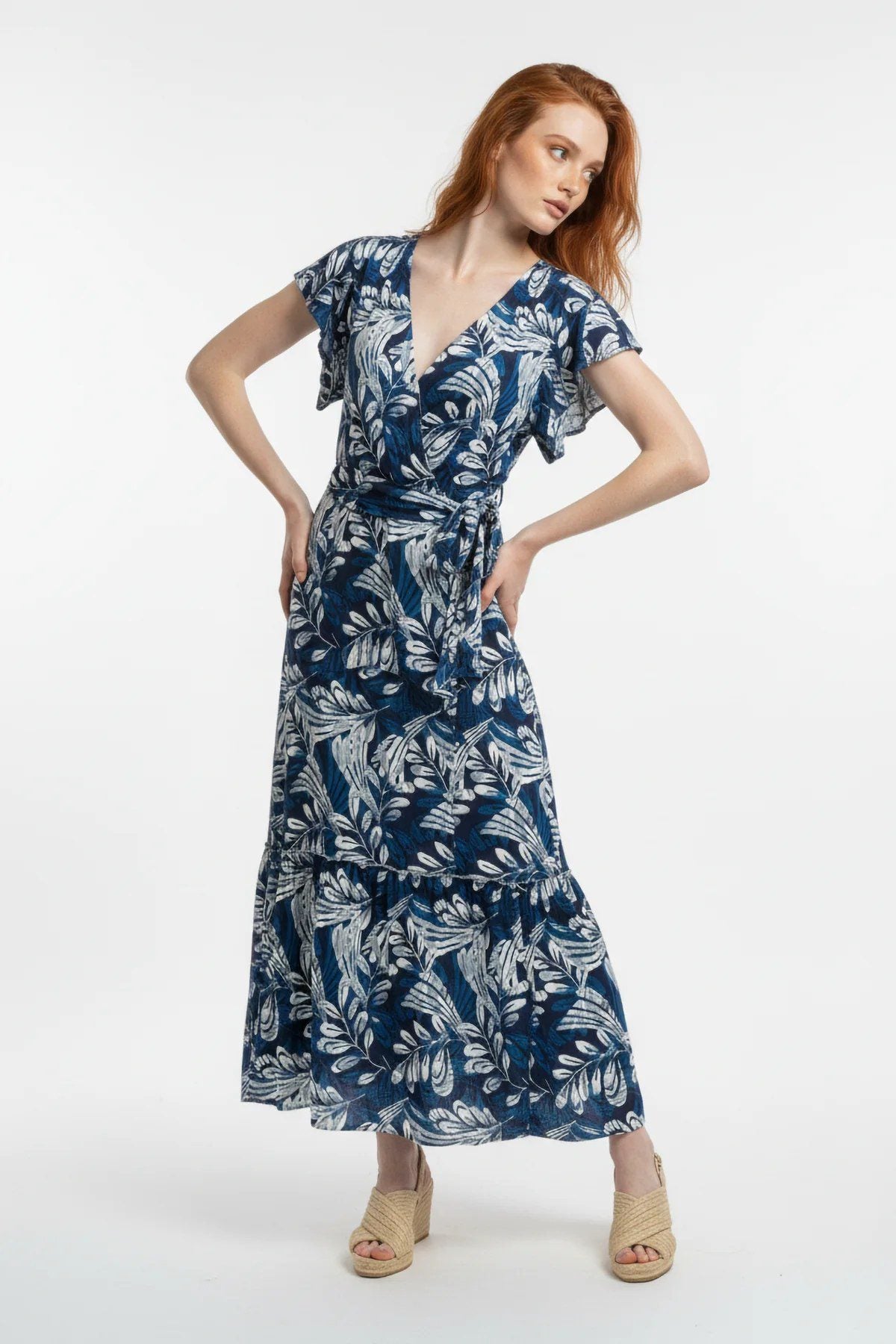 Kurzarm Midi Kleid