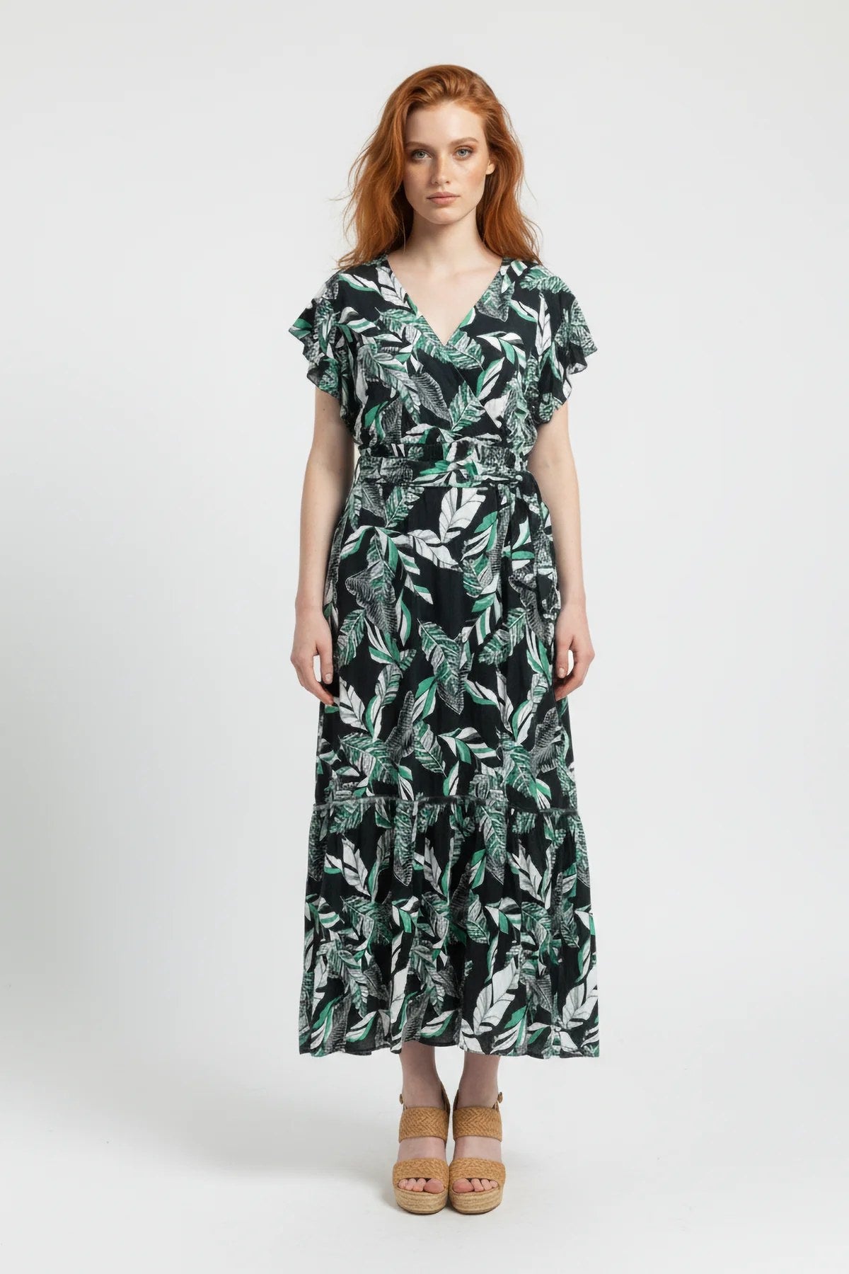 Kurzarm Midi Kleid