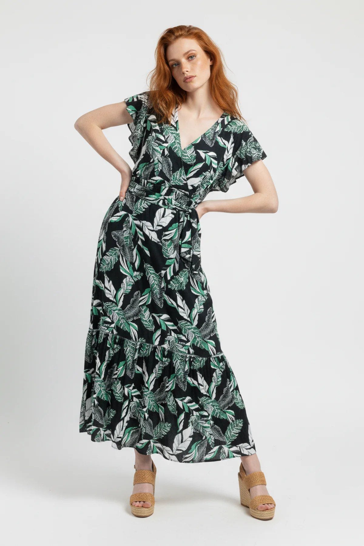 Kurzarm Midi Kleid